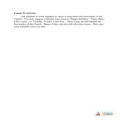 The Marks and Attributes of the Church - Activity - grade 3-5